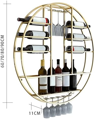 MeyeLo Round Wall Wine Rack with Glass Holder