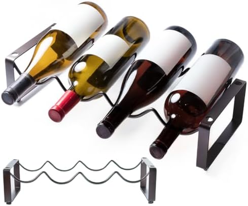 1-Tier Metal Wine Rack for Countertop - 4 Bottle Storage