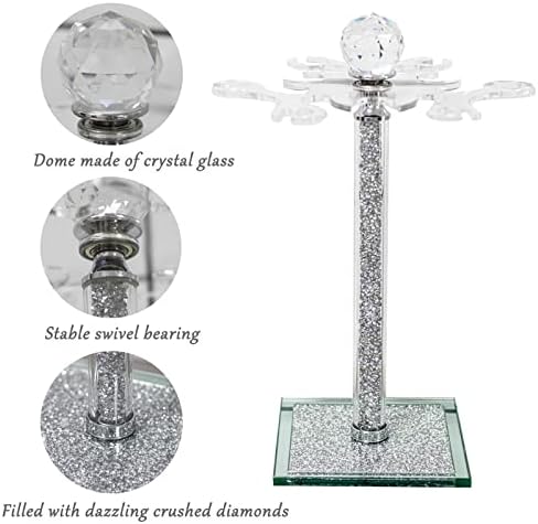 HMRCYTE Crystal Wine Glass Holder 6 Hook Silver Freestanding