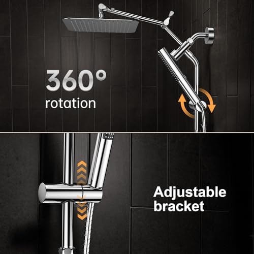 Veken 10 All Metal Rain Shower Head with Handheld Combo 1