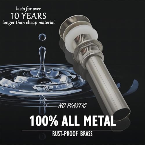 Yodel Vessel Sink Drain Stopper - Brushed Nickel No Overflow 1 34 Fit