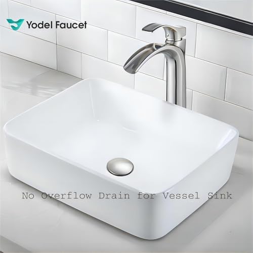 Yodel Vessel Sink Drain Stopper - Brushed Nickel No Overflow 1 34 Fit
