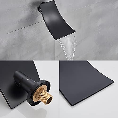 Black LED Shower Head Set with Waterfall Tub Spout and Handheld Shower