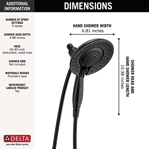 Delta In2ition 2 in 1 Dual Shower Head with Handheld Spray Matte Black