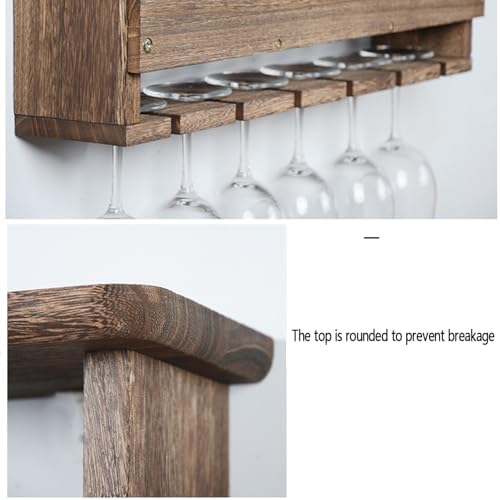 ERICAT Wall Mounted Wood Wine Rack for 6 Bottles Brown