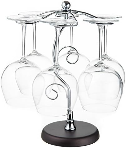 MyGift 6-Hook Wine Glass Holder with Scrollwork Design