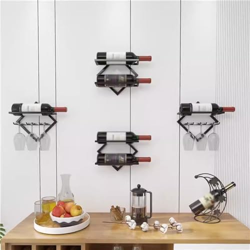 White Wall-Mounted Wine Rack with Triangular Design