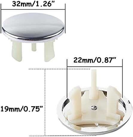 4 Pack Sink Overflow Covers Silver Tone 22-24mm ABS Plastic