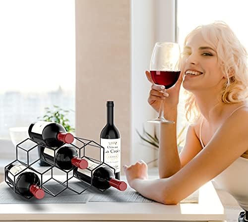 Handisen 9 Bottle Freestanding Wine Rack Black Metal Honeycomb Storage Stand