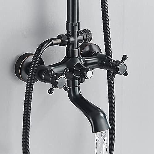 TECKI Dual Handle Bath Shower Trim System Black Brass