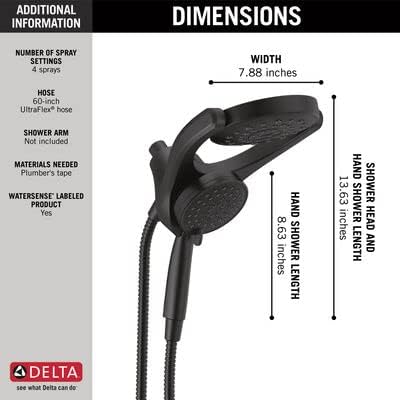 Delta 75699BL HydroRain Dual Shower Heads with MagnaTite and Matte Black