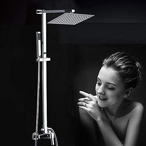 Chrome Finish Wall Mount 8 Inch Rain Shower Set with Adjustable Height