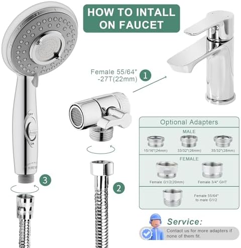 Klleyna Multi-Use Faucet Sprayer - 5 Adapters for Sink Bathtub