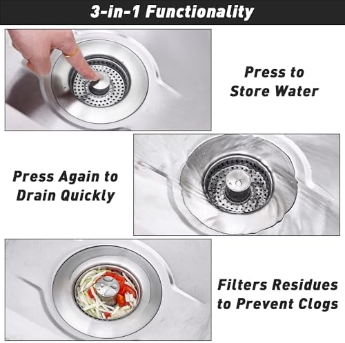 KENPMA 3-in-1 Kitchen Sink Drain Strainer