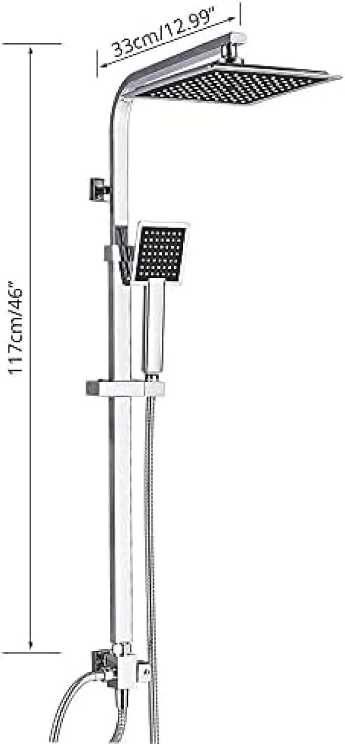 Chrome Bath Shower Faucet with Handheld and Rainfall 2-way Switch