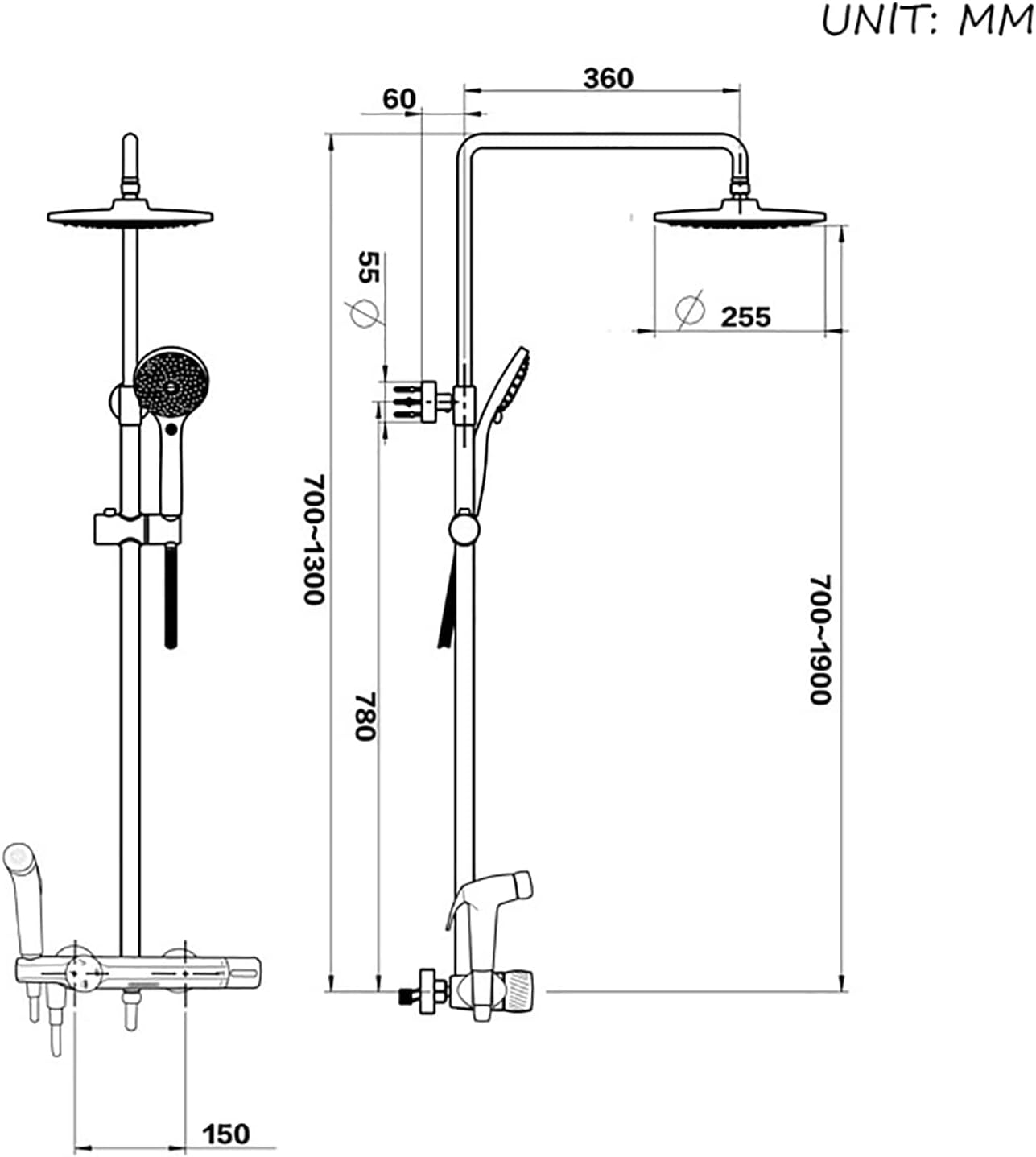 Thermostatic Shower System with 10 Inches Combo Set