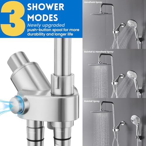 Ryamen Dual Shower Head Combo with 15 Slide Bar 6 Settings Handheld