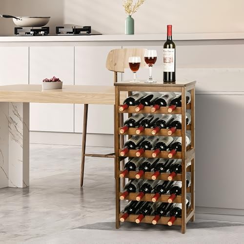 VASMIA 6-Tier Freestanding Wine Rack with Table Top