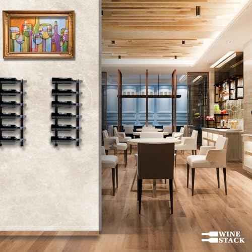 6-Bottle Black Metal Wall Mounted Wine Rack - Modern Industrial Style