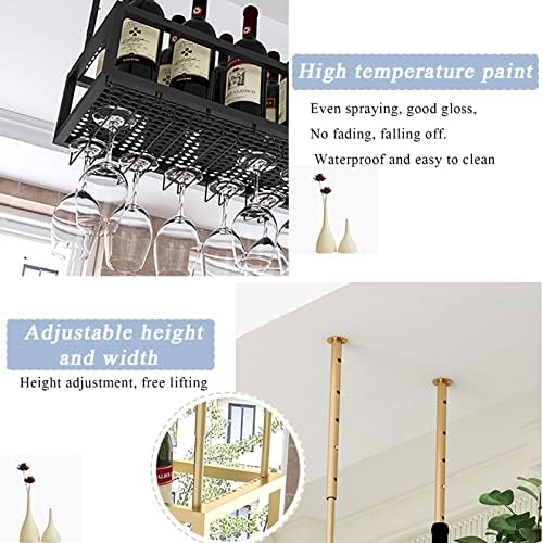 ZJDYDY Wall-Mounted Wine Rack with Glass Holder Adjustable Height