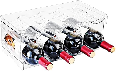 Baosia Stackable Wine Rack 2 Tiers 8 Bottles Space-Saving Organizer