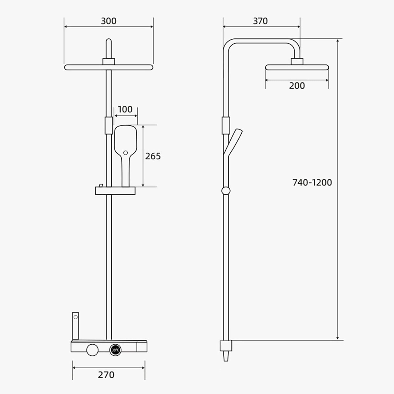 Digital Display Shower Faucet Set with 4 Functions