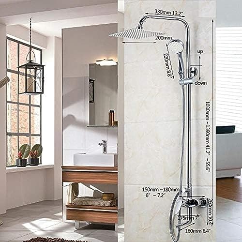 TECKI Square Chrome LED Rain Shower Trim System 8 Inch