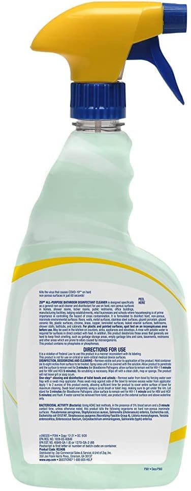 Zep Home Pro All-Purpose Bathroom Cleaner 32 Fl Oz Case of 6