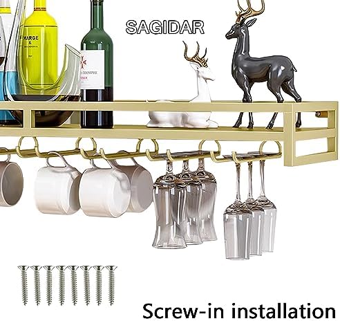SDdPulse Wall Mount Floating Wine Rack - 6080100cm BlackWhiteGold