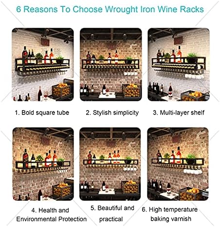 Wall-Mounted Wine Rack - Wrought Iron Goblet Holder with Large Capacity