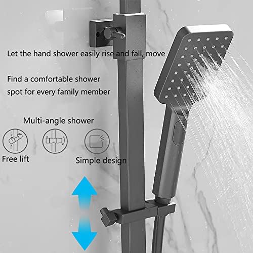 Gray Brass Rain Shower Combo Set with 3 Mode Handheld