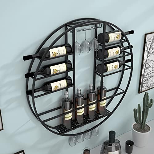 Pimex Wall-Mounted Wine Rack with Stemware Holder Black 80x11x80cm 1