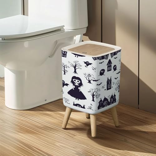 Small Trash Can with Lid 26 Gallon Gothic Design