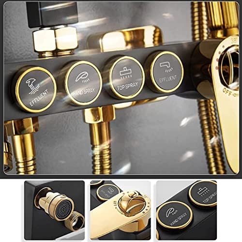 Thermostatic Shower System Black Gold with Handheld and Bidet Sprayer