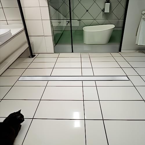 JECONNY 48 Inch Linear Shower Drain with 304 Stainless Steel Panel