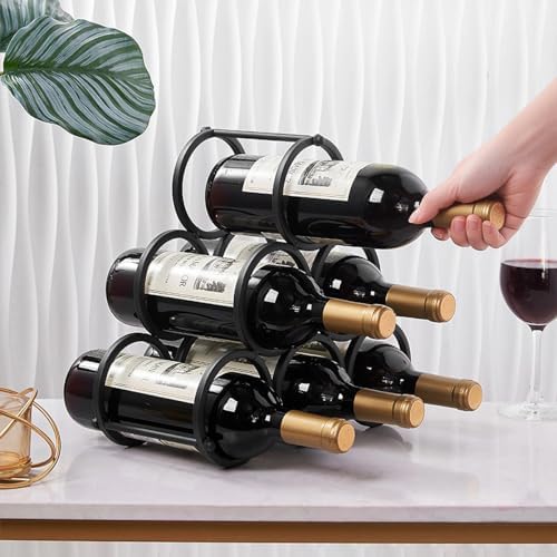 GeLive 6-Bottle Tabletop Wine Rack Frosted Iron
