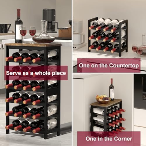 MOGELAFOO 6 Tier Bamboo Wine Rack 24 Bottles