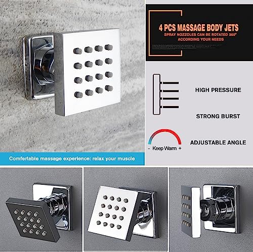 Chrome Shower Faucet Set with Body Jets and Handheld