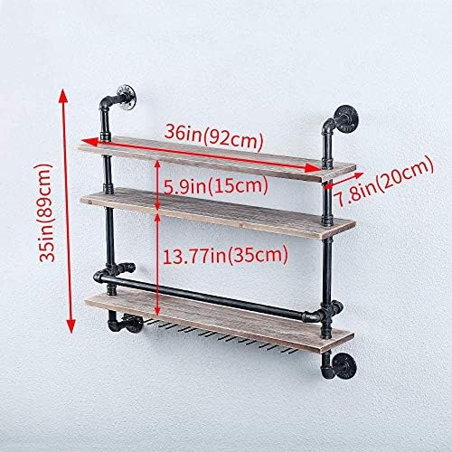 Pimex Wall-Mounted 3-Layer Wine Rack with Glass Holders