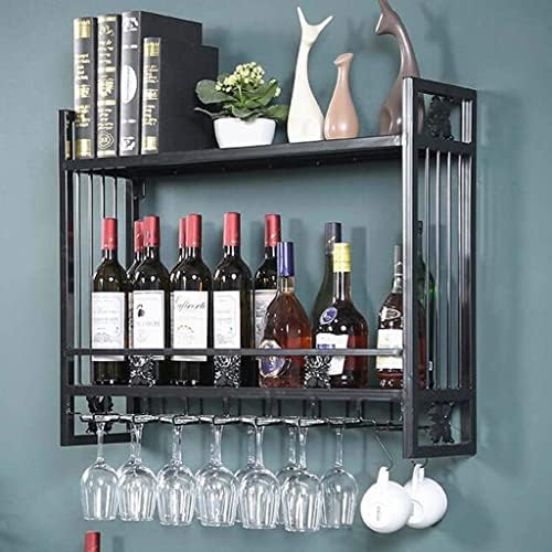 Pimex Wall-Mounted Wine Rack with Hooks and Double Layer Storage