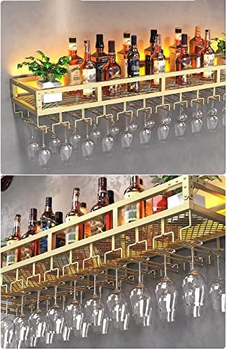 ZJDYDY Gold Wall Mounted Wine Rack with Glass Holder