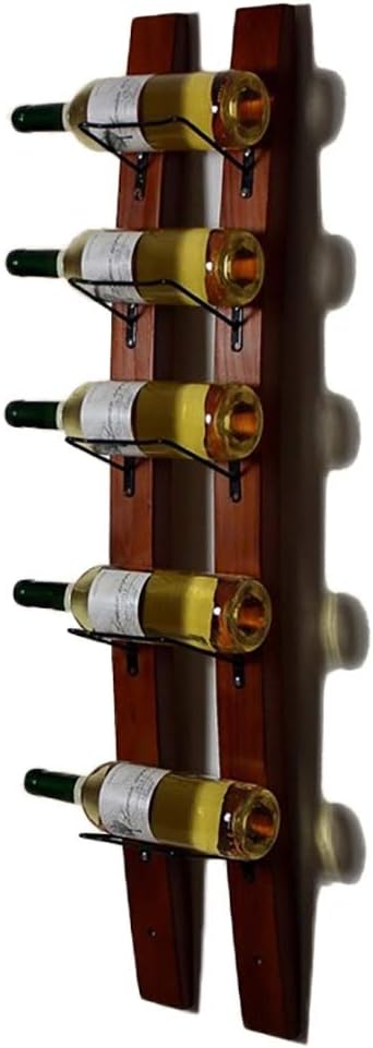 5-15 Bottle Wall-Mounted Wine Rack with Rustic Wood and Iron Frame