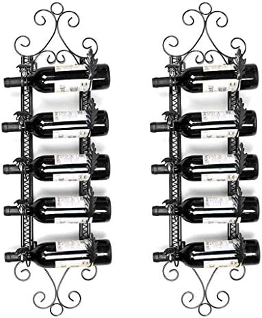 LASEVE Wall-Mounted Wine Rack 5 Bottles Capacity Rustic Industrial Design