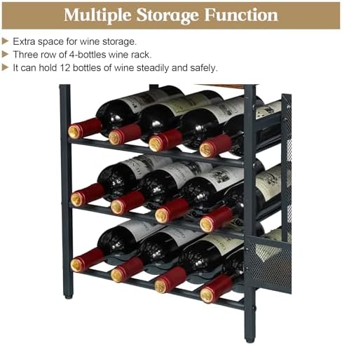 Hayexiha 3-Tier Freestanding Wine Liquor Rack Cabinet