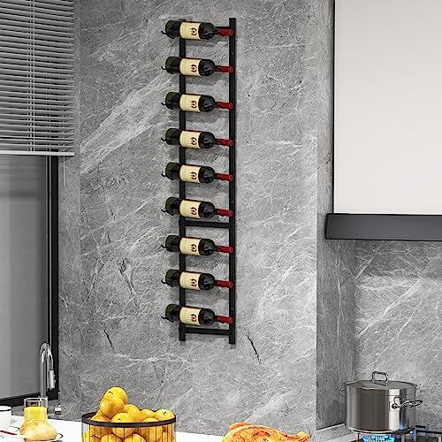 GOFLAME Wall Mounted Wine Rack for 9 Bottles