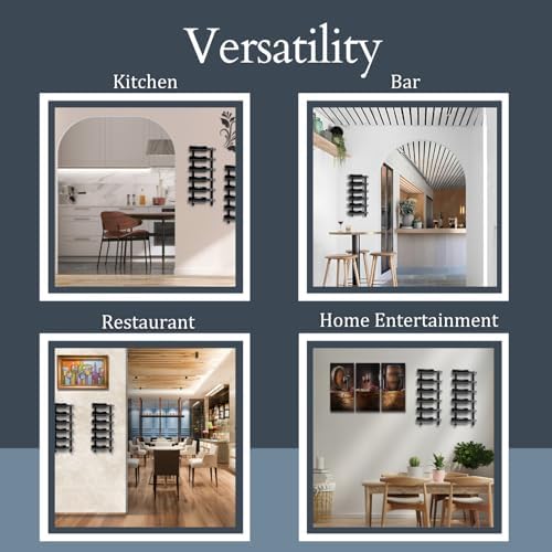 6-Bottle Black Metal Wall Mounted Wine Rack - Modern Industrial Style