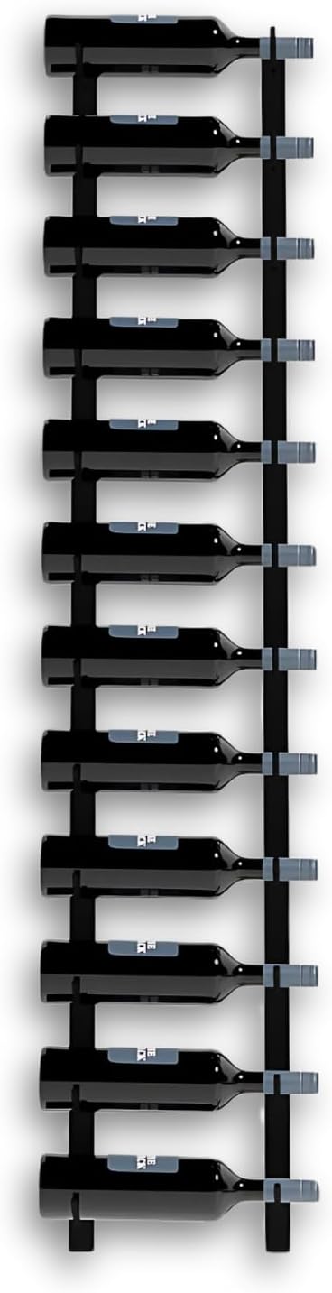 12 Bottle Black Metal Wall Mounted Wine Rack - Modern Industrial Style