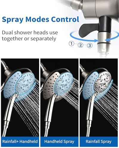 INAVAMZ 25GPM Rain Handheld Shower Head Combo