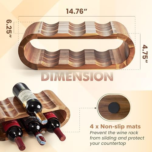 BLUEWEST 6 Bottle Wooden Wine Rack Stand