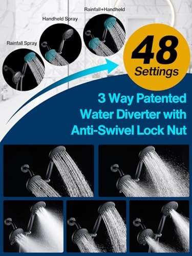 Cobbe 48-Setting 3-Way Shower Head Combo - Black